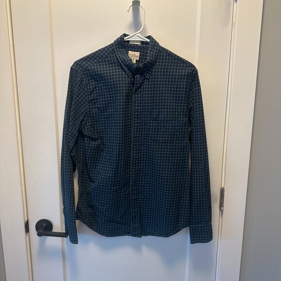 JCrew Green and Blue Button Down Brushed Twill Medium - Picture 1 of 3